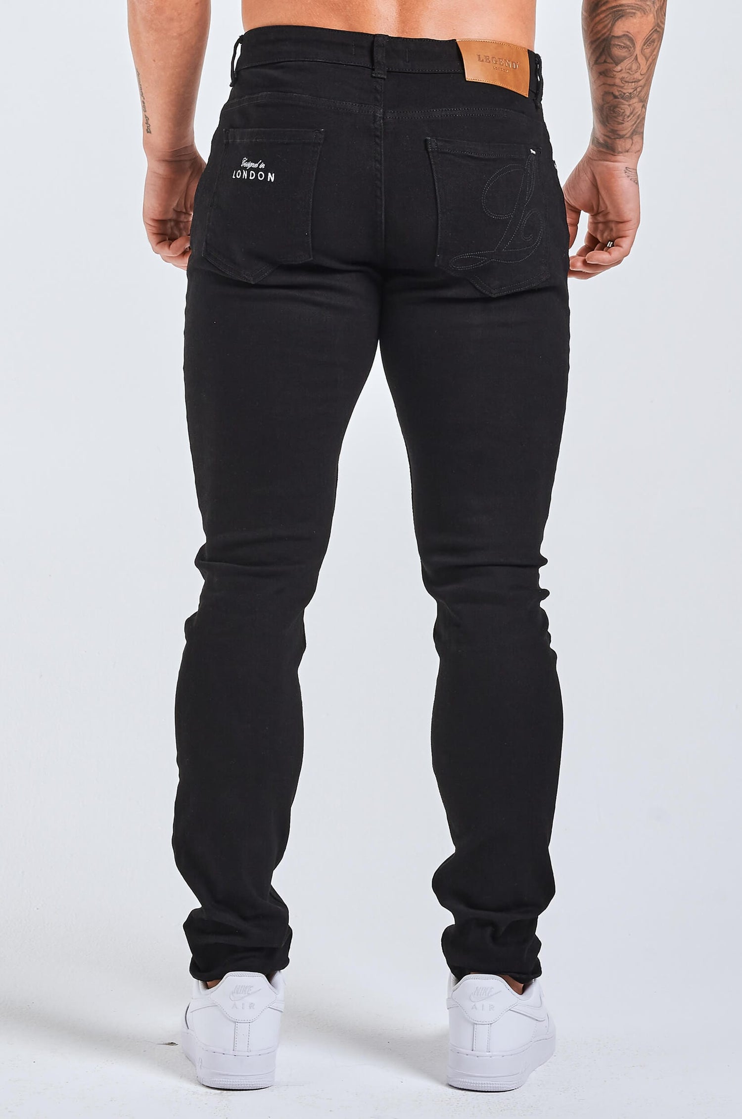 Legend London Jeans - slim 2.0 SLIM FIT JEANS 2.0 EMBROIDERED PRINTED DENIM - BLACK