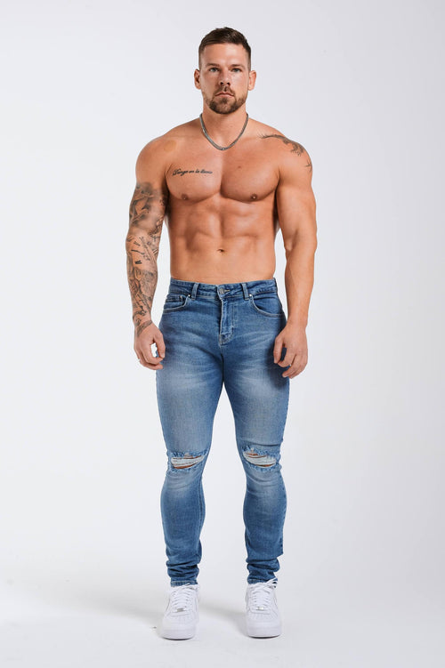 Legend London Jeans - slim 2.0 SLIM FIT JEANS 2.0 ESSENTIAL RIPPED - BLUE WASH