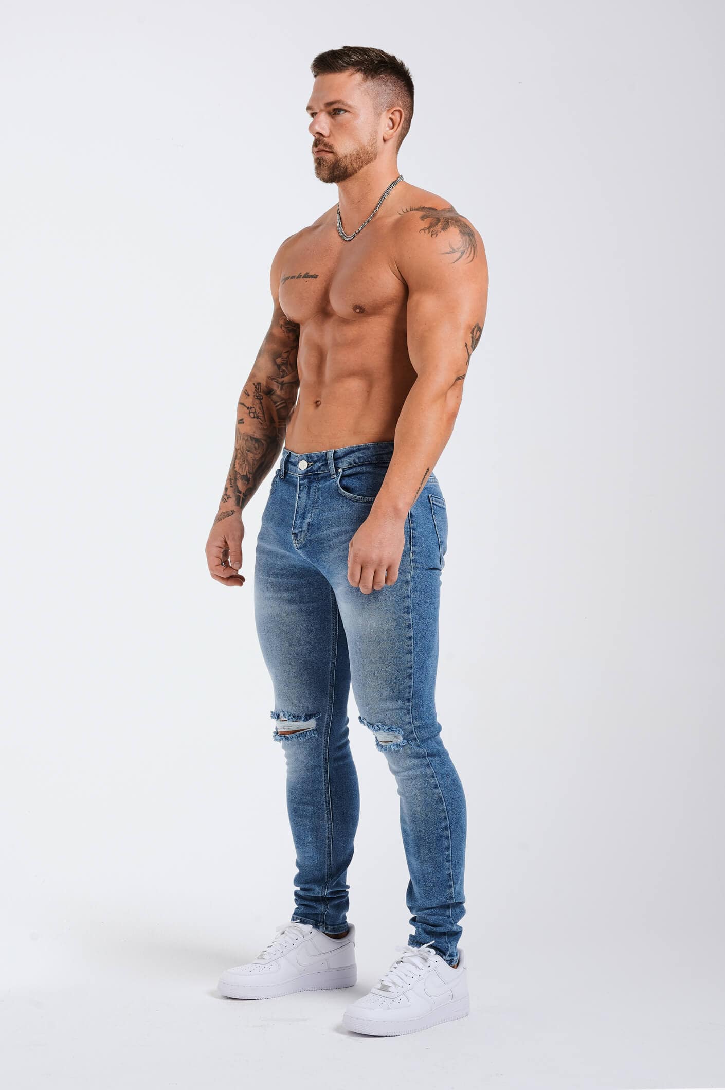 Legend London Jeans - slim 2.0 SLIM FIT JEANS 2.0 ESSENTIAL RIPPED - BLUE WASH