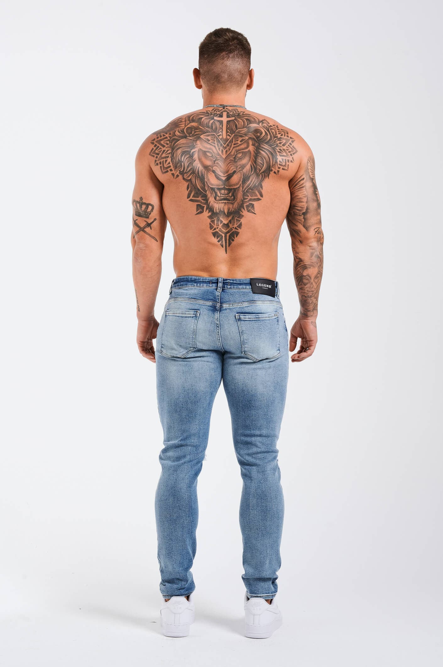 Legend London Jeans - slim 2.0 SLIM FIT JEANS 2.0 RIPPED AND REPAIRED - MID BLUE