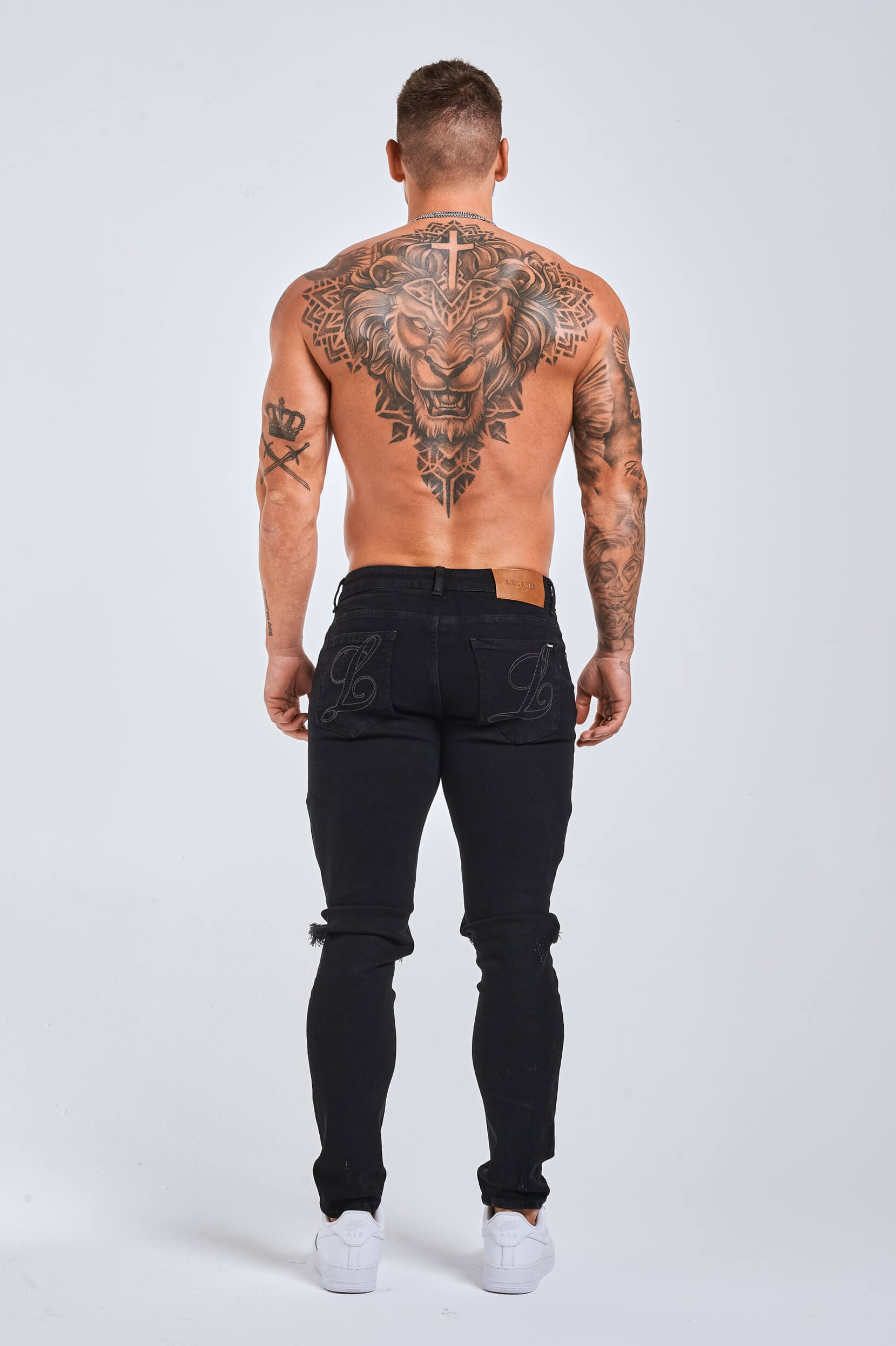 Legend London Jeans - slim 2.0 SLIM FIT JEANS 2.0 RIPPED &amp; REPAIRED - BLACK
