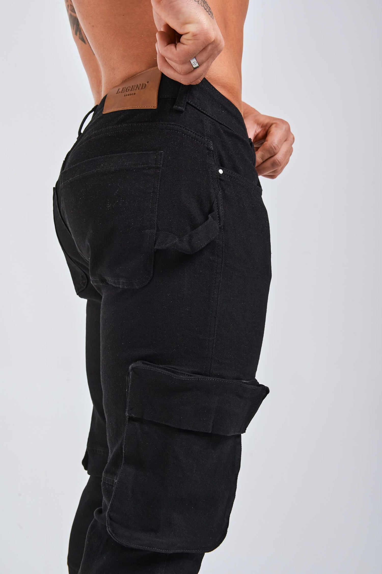 Legend London Jeans - slim 2.0 SLIM FIT JEANS 2.0 UTILTY CARPENTER - BLACK