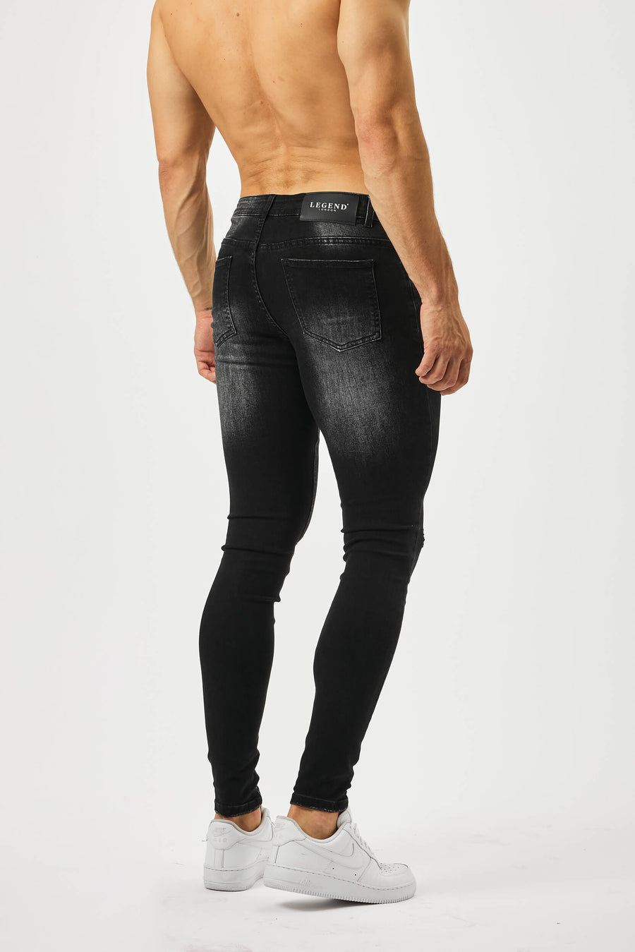 Legend London Jeans - spray on CHARCOAL WASH SPRAY - ON JEANS - MULIT RIP