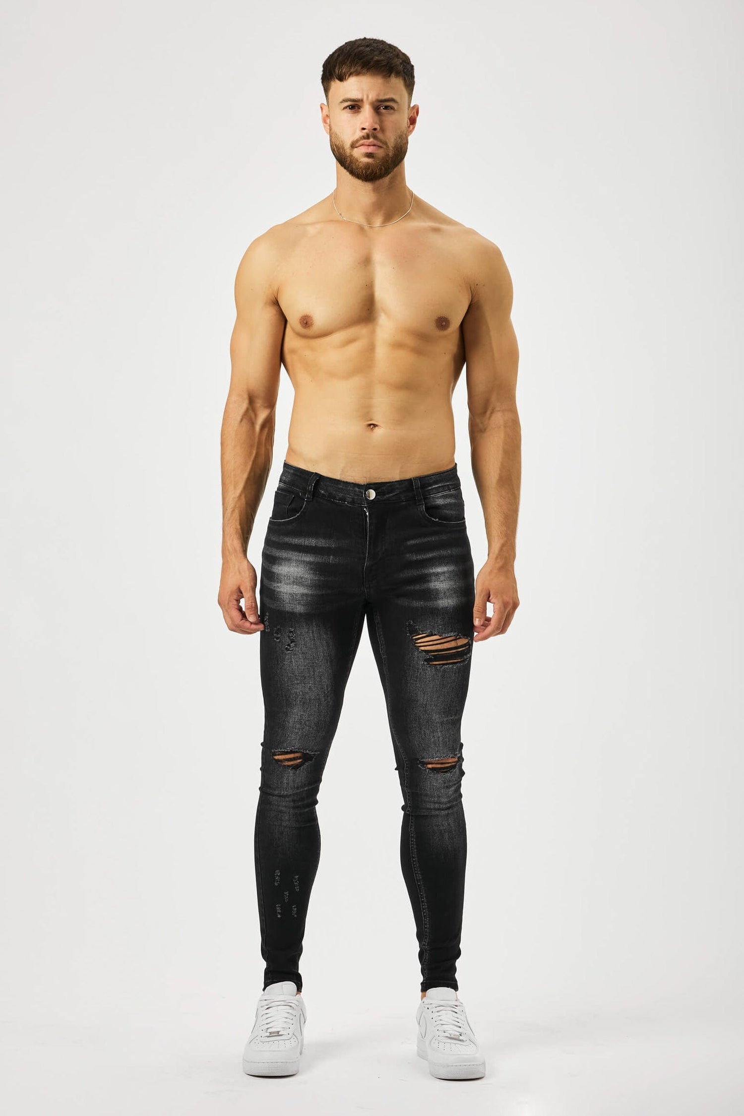 Legend London Jeans - spray on CHARCOAL WASH SPRAY - ON JEANS - MULIT RIP