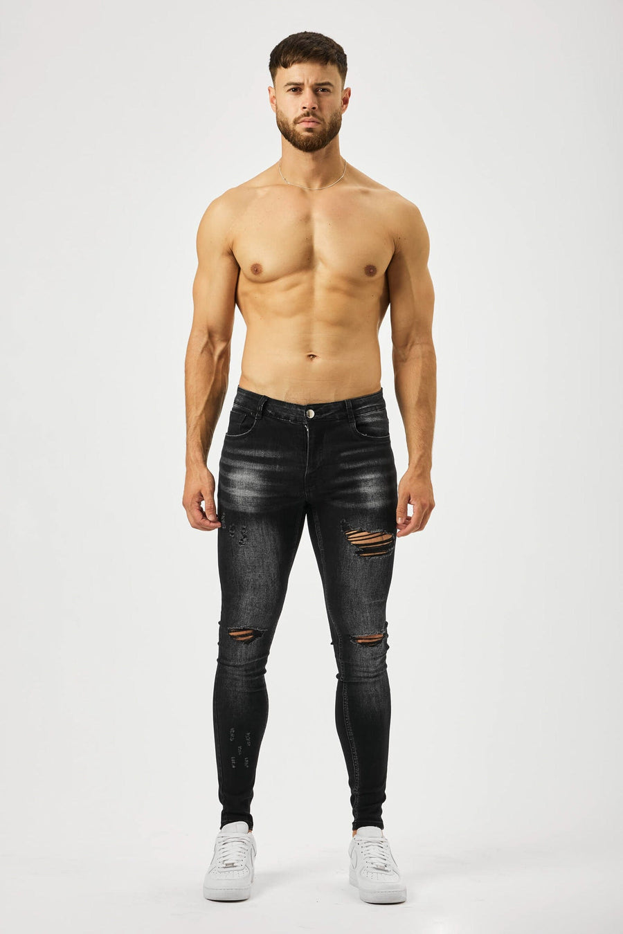 Legend London Jeans - spray on CHARCOAL WASH SPRAY - ON JEANS - MULIT RIP