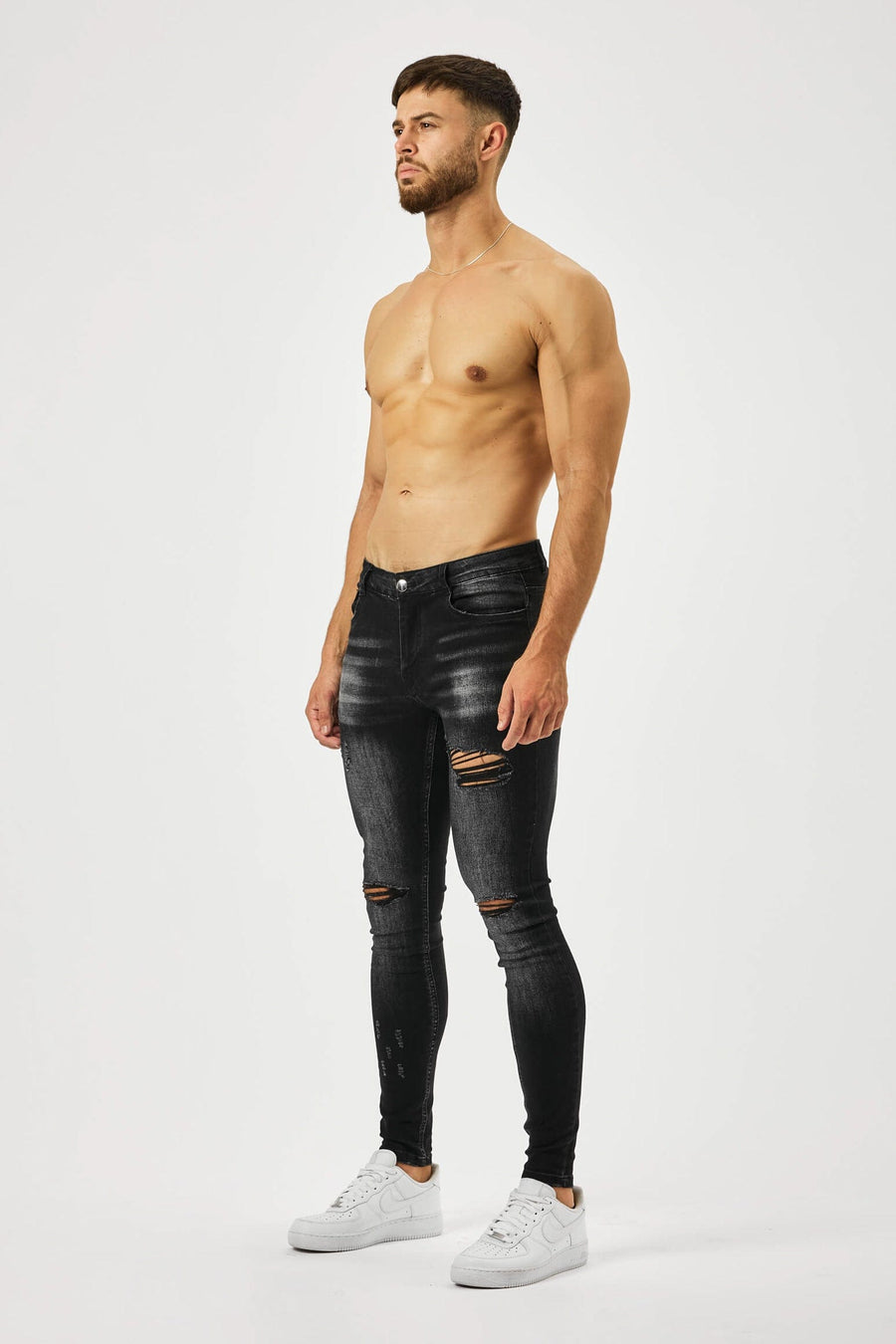 Legend London Jeans - spray on CHARCOAL WASH SPRAY - ON JEANS - MULIT RIP