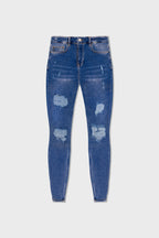 Legend London Jeans - spray-on DONKERBLAUWE JEANS - GESCHEURD EN GEREPAREERD