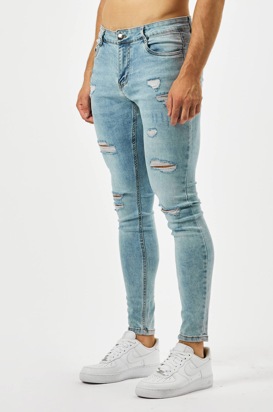 Legend London Jeans - spray on LIGHT WASH SPRAY - ON JEANS - MULTI RIP