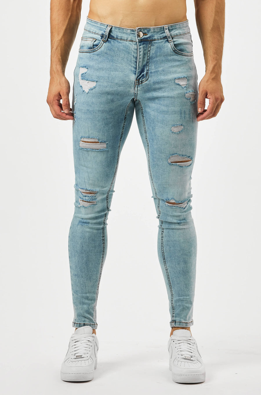 Legend London Jeans - spray on LIGHT WASH SPRAY - ON JEANS - MULTI RIP