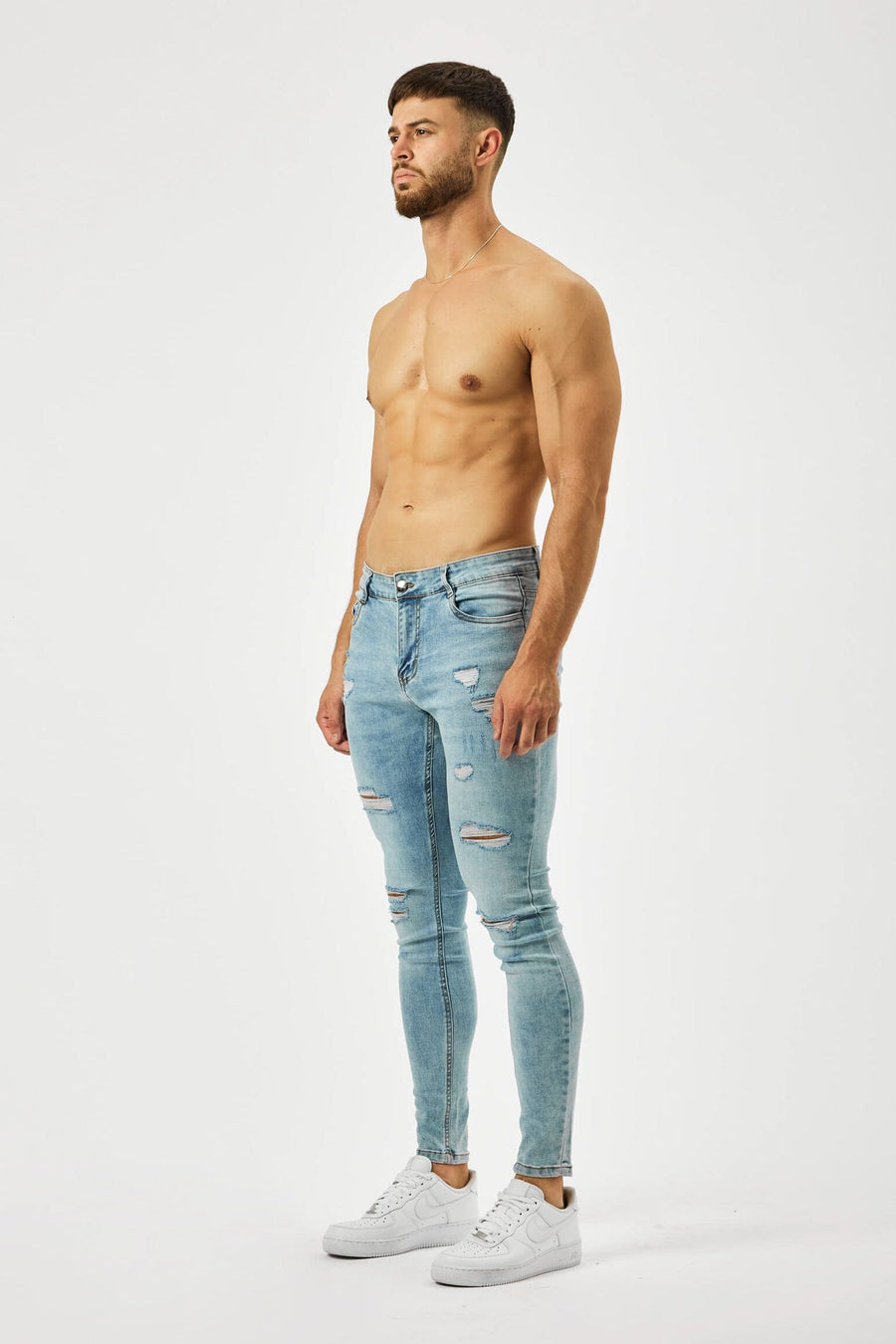 Legend London Jeans - spray on LIGHT WASH SPRAY - ON JEANS - MULTI RIP