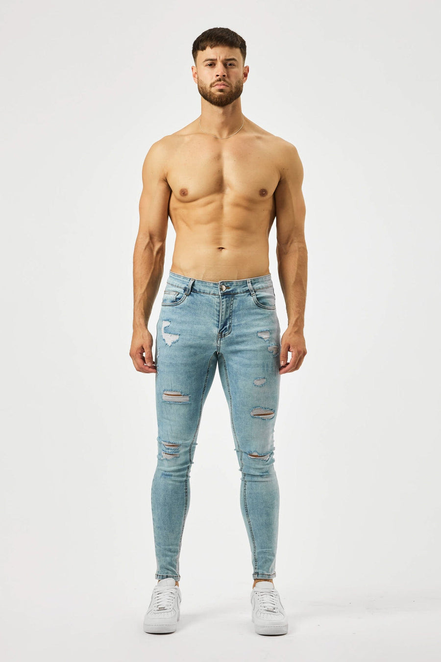 Legend London Jeans - spray on LIGHT WASH SPRAY - ON JEANS - MULTI RIP