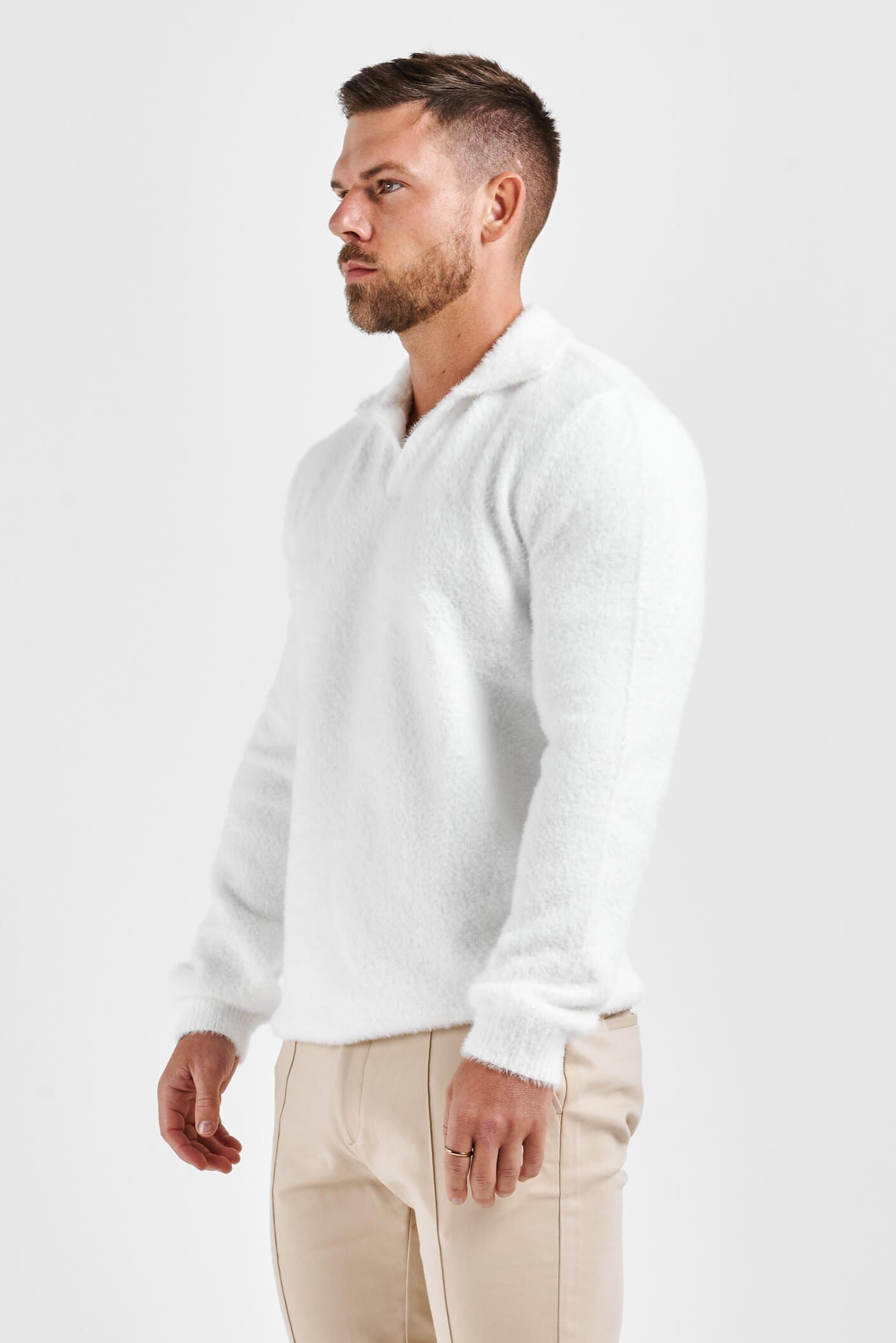 Legend London KNITWEAR BRUSHED POLO - CREAM