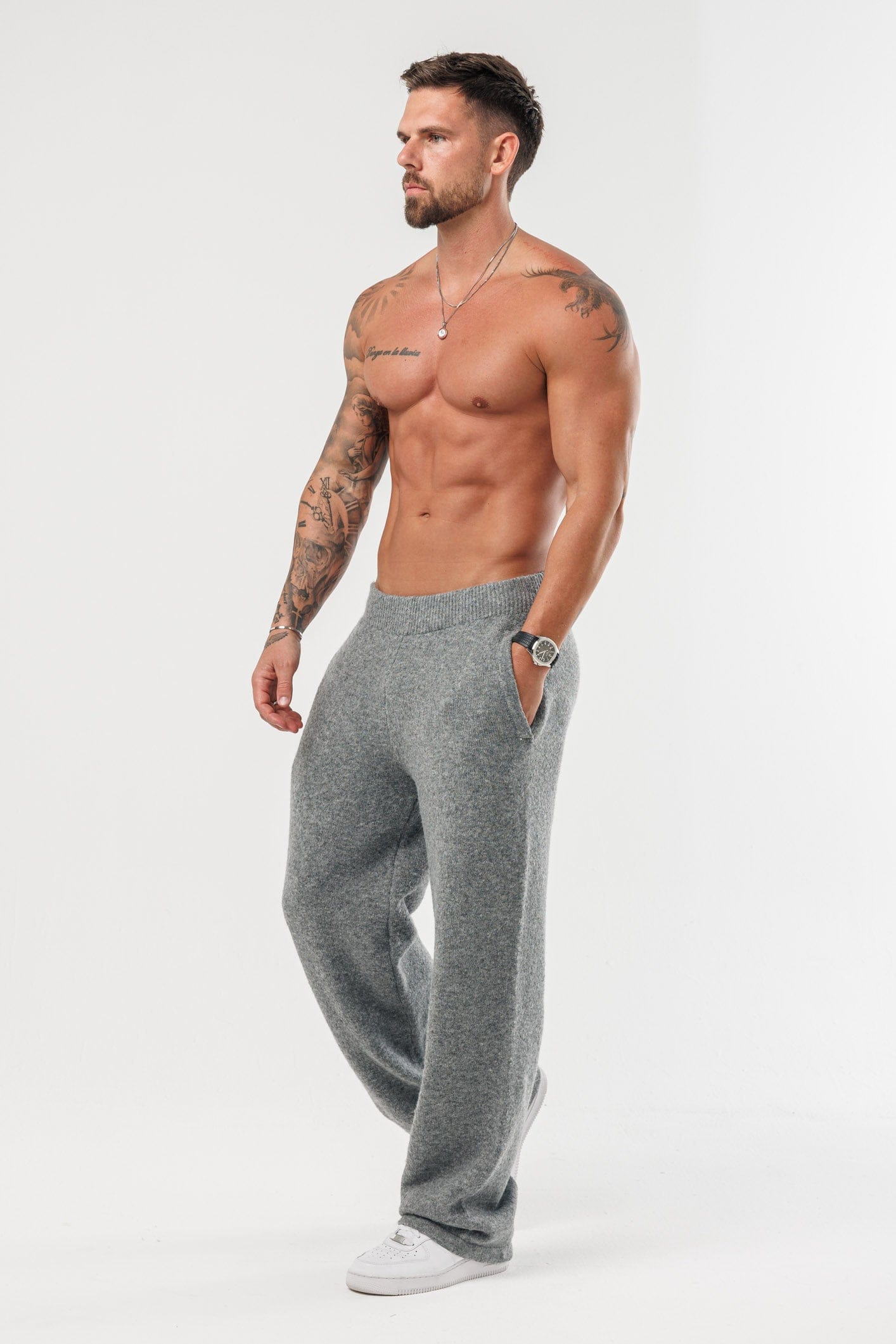 LEGEND LONDON KNITWEAR - JOGGERS KNIT JOGGER - GREY MARL