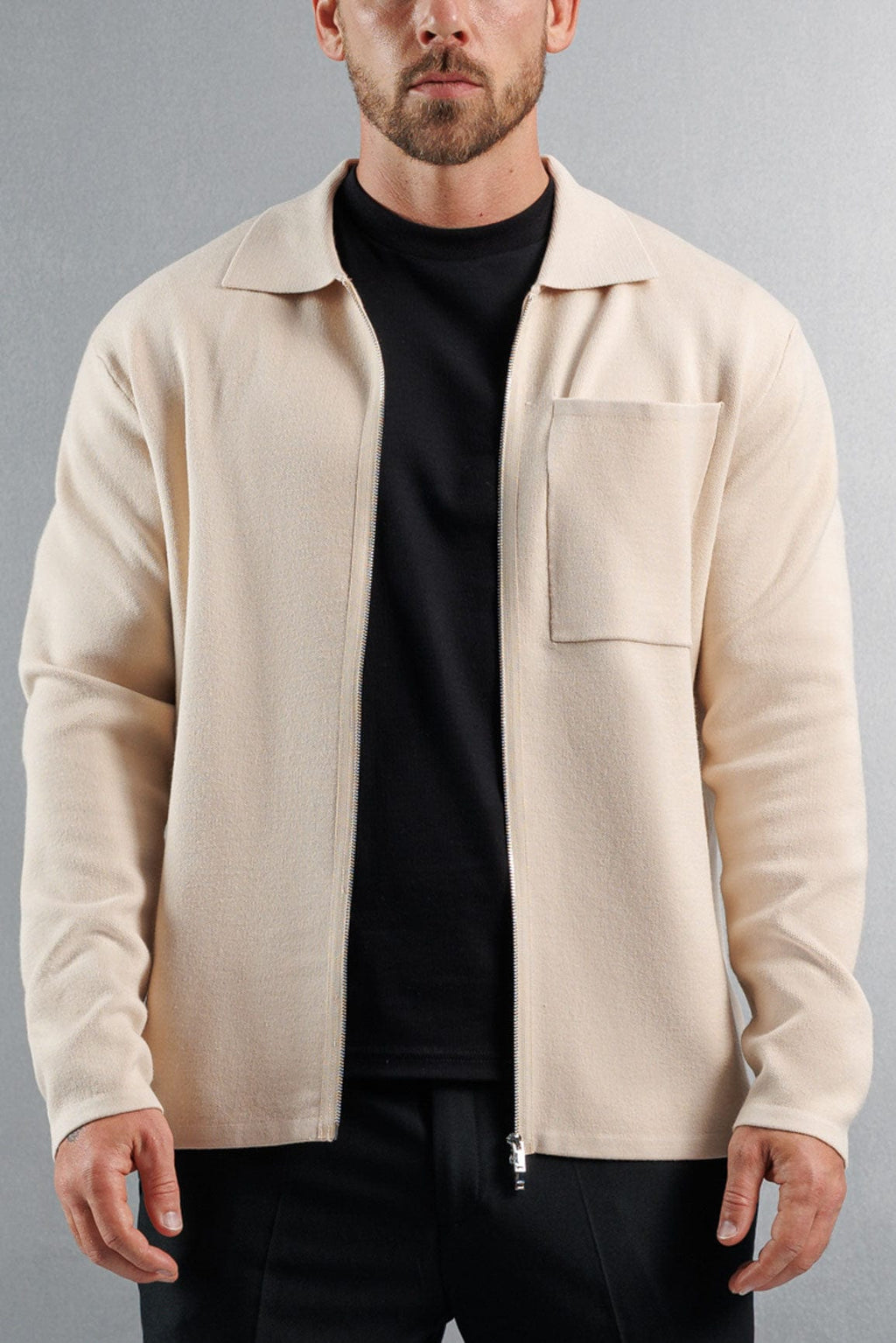 Legend London Gilet zippé en maille - crème