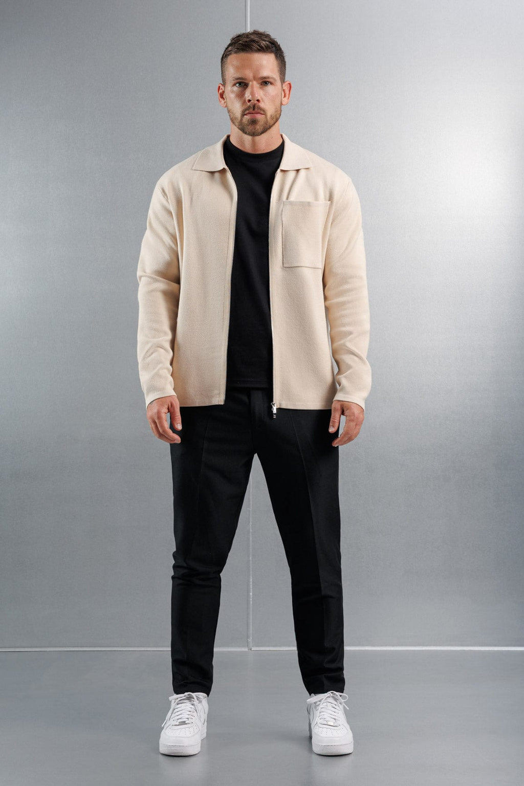 Legend London CARDIGAN ZIPPÉ EN MAILLE - CRÈME