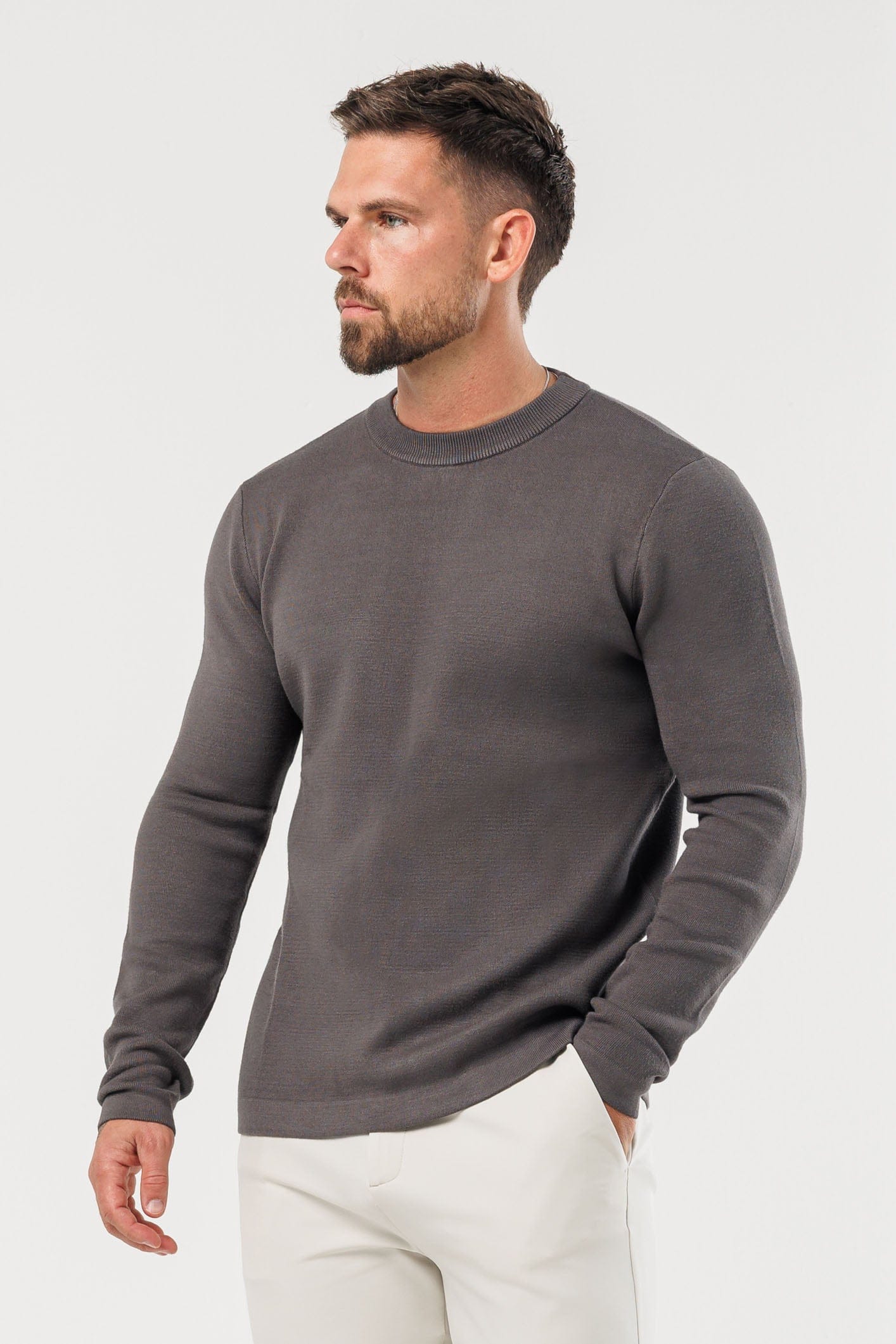 Legend London KNITWEAR LUXE KNIT SWEATER - DARK GREY