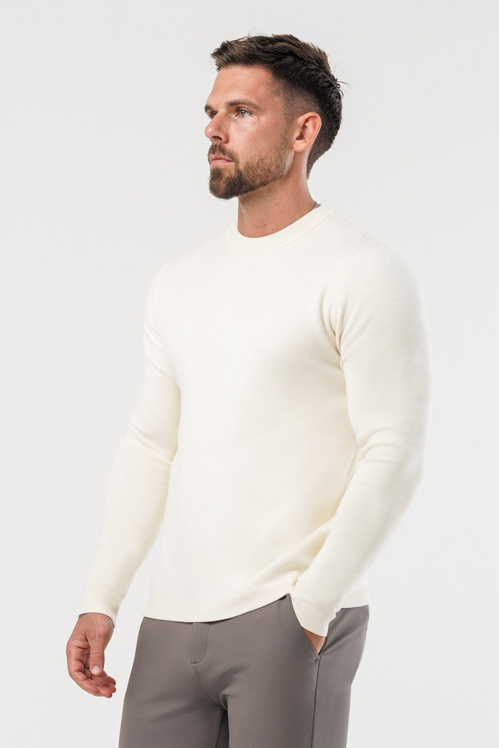 Legend London STRICKMODE LUXUS-STRICKPULLOVER - HELLCREME