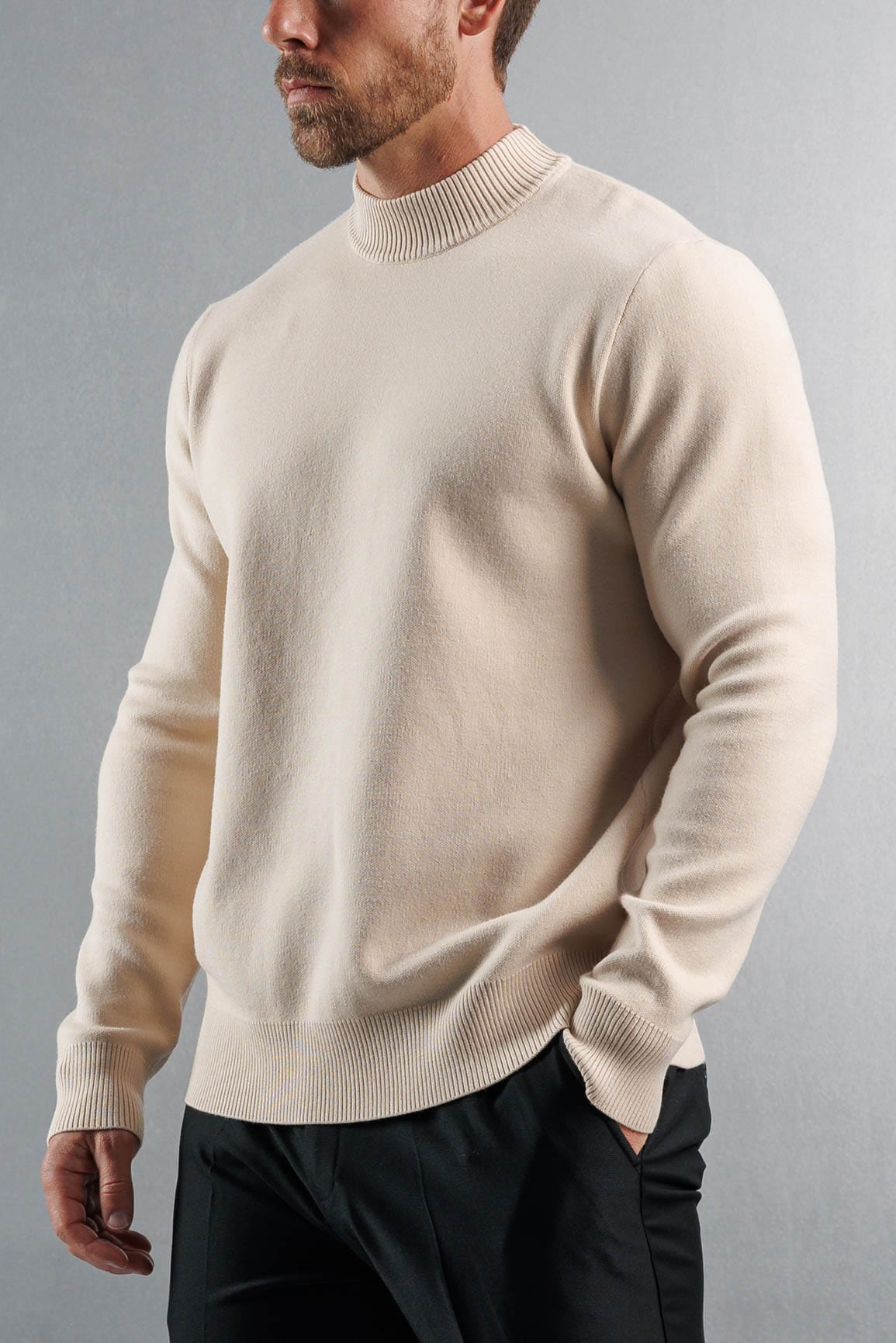Legend London KNITWEAR MOCK NECK SWEATER - CREME