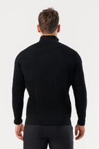 Legend London KNITWEAR RIDGE KNIT QUARTER ZIP - BLACK
