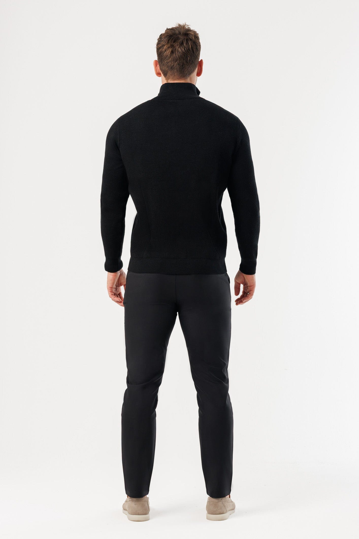 Legend London KNITWEAR RIDGE KNIT QUARTER ZIP - BLACK