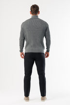 Legend London KNITWEAR RIDGE KNIT QUARTER ZIP - GREY MARL