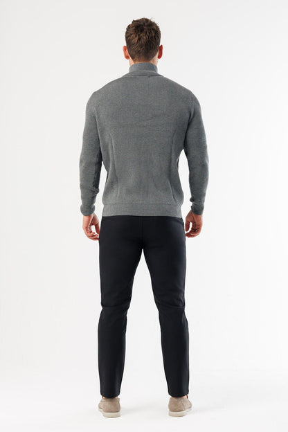 Legend London KNITWEAR RIDGE KNIT QUARTER ZIP - GREY MARL