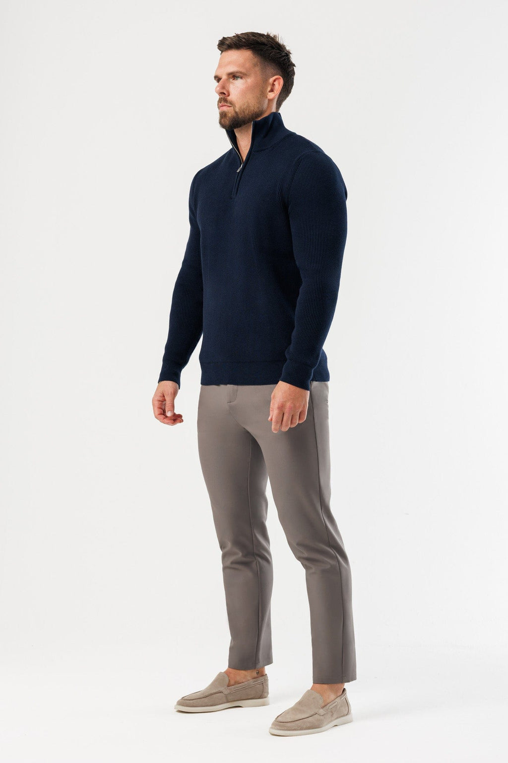 alt
Legend London jersey de punto Ridge con cremallera de cuarto - azul marino