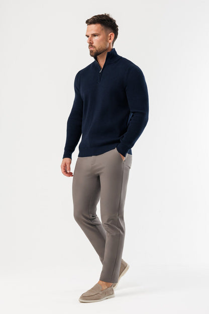 Legend London KNITWEAR RIDGE KNIT QUARTER ZIP - NAVY