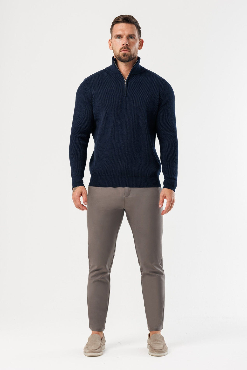 Legend London JERSEY DE PUNTO RIBETEADO CON CREMALLERA DE CUARTO - MARINO