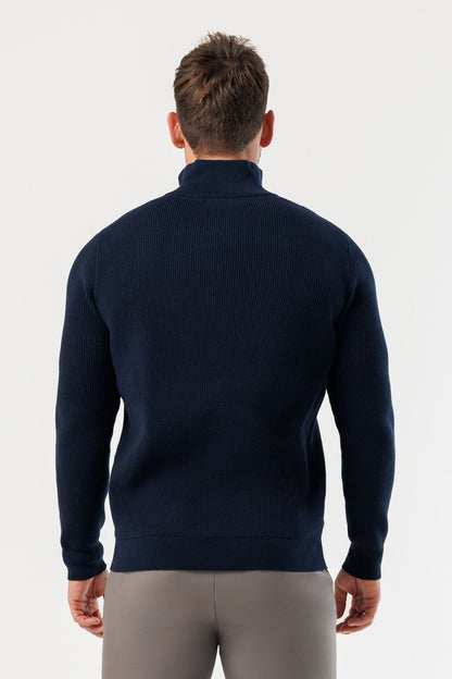 Legend London KNITWEAR RIDGE KNIT QUARTER ZIP - NAVY