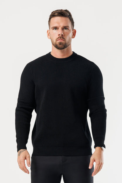 Legend London KNITWEAR RIDGE KNIT SWEATER - BLACK
