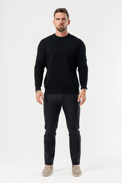 Legend London KNITWEAR RIDGE KNIT SWEATER - BLACK
