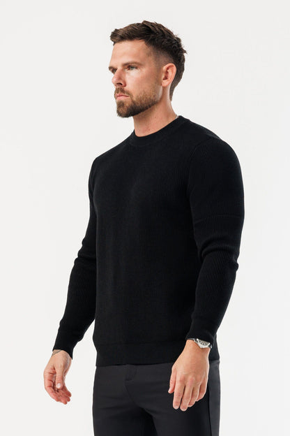 Legend London KNITWEAR RIDGE KNIT SWEATER - BLACK