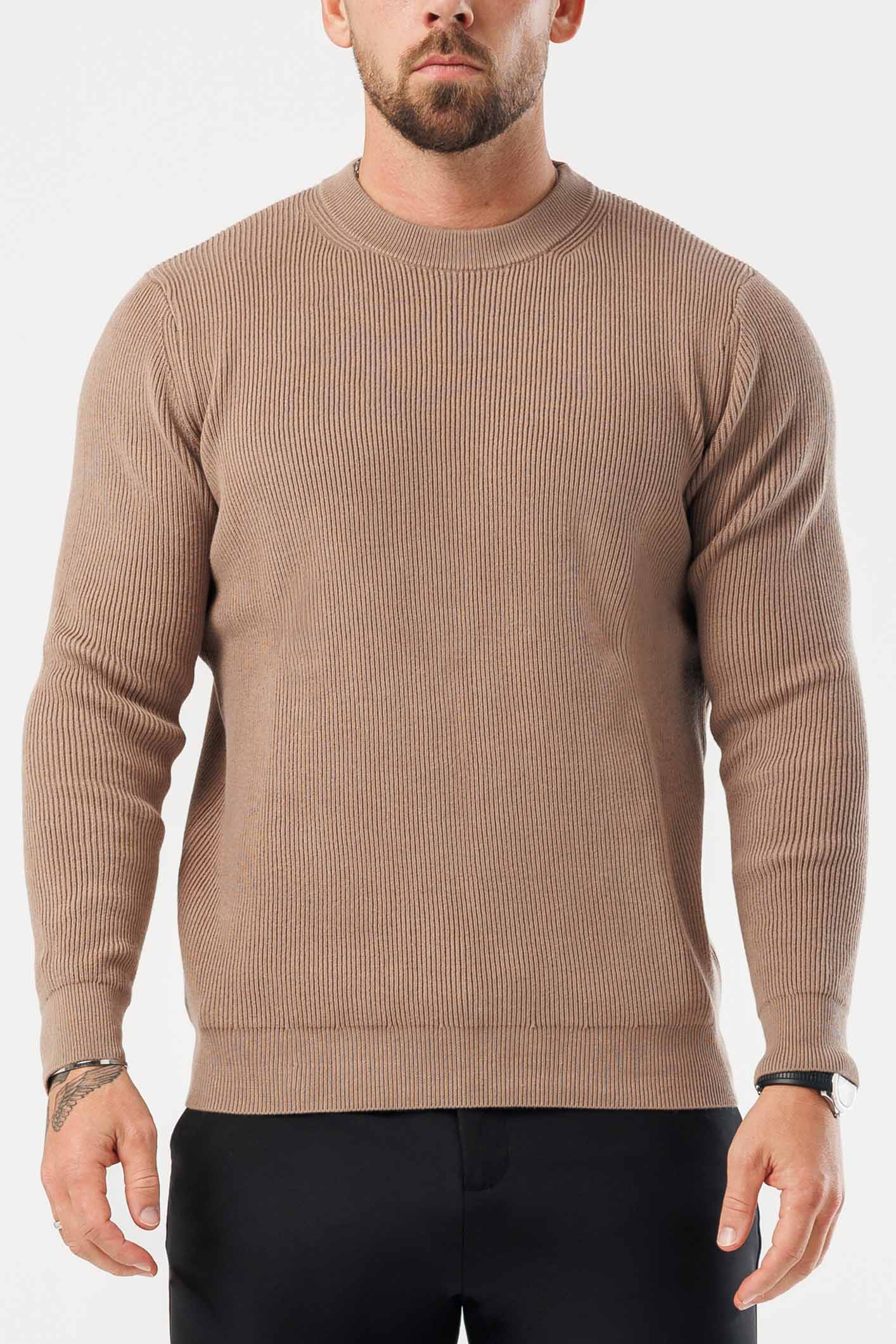 Legend London KNITWEAR RIDGE KNIT SWEATER - BROWN