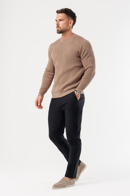Legend London KNITWEAR RIDGE KNIT SWEATER - BROWN