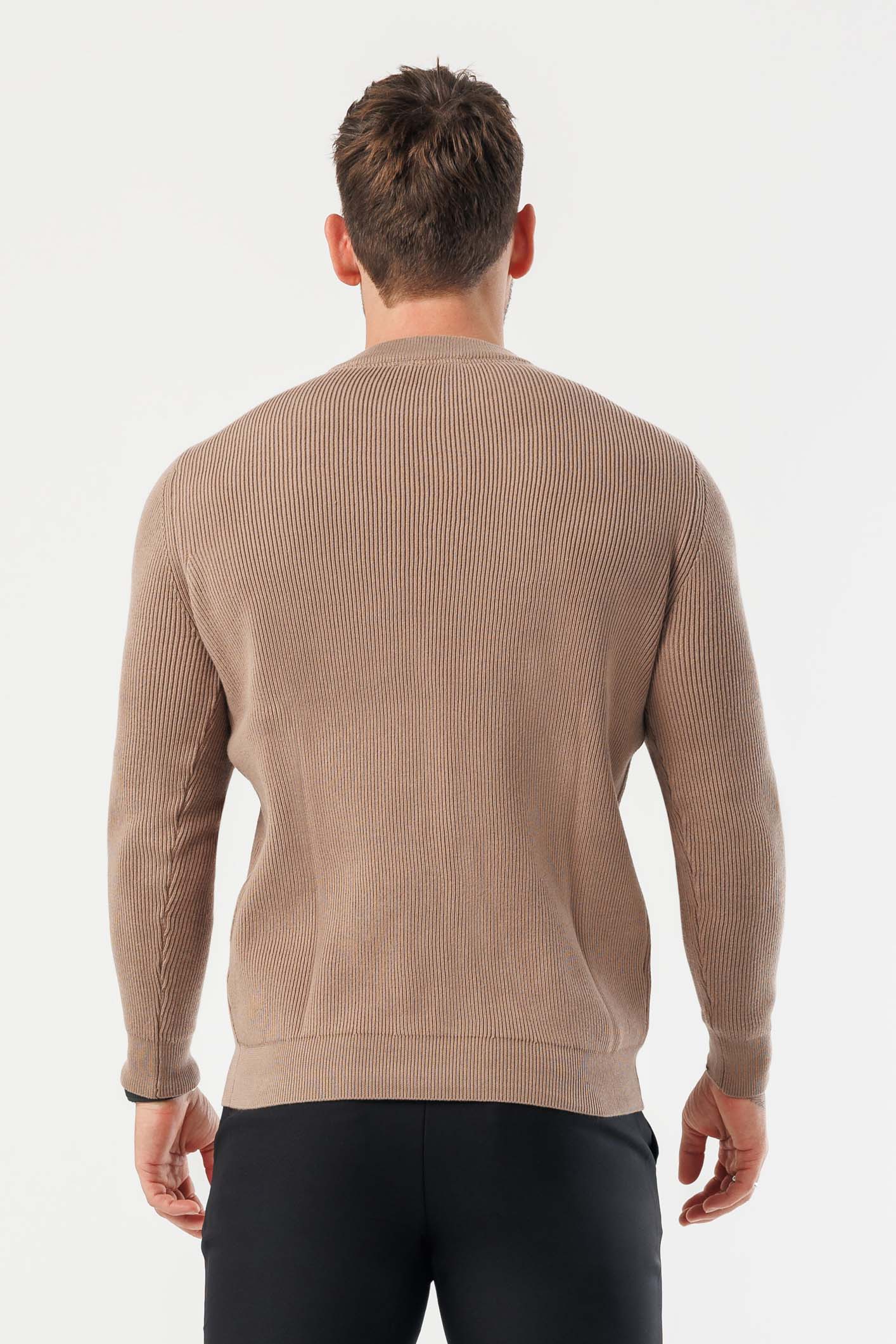 Legend London KNITWEAR RIDGE KNIT SWEATER - BROWN
