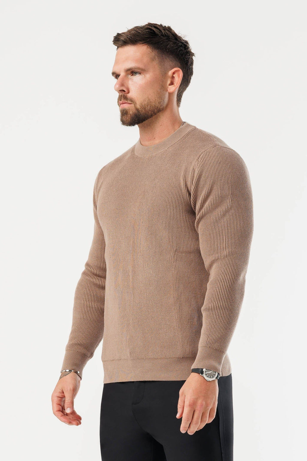 Legend London KNITWEAR RIDGE KNIT SWEATER - BROWN