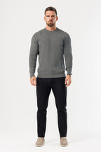 Legend London KNITWEAR RIDGE KNIT SWEATER - DARK GREY MARL