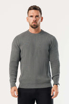 Legend London KNITWEAR RIDGE KNIT SWEATER - DARK GREY MARL