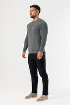 Legend London KNITWEAR RIDGE KNIT SWEATER - DARK GREY MARL