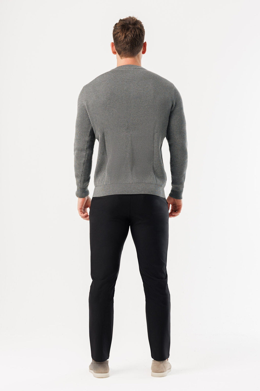 Legend London KNITWEAR RIDGE KNIT SWEATER - DARK GREY MARL