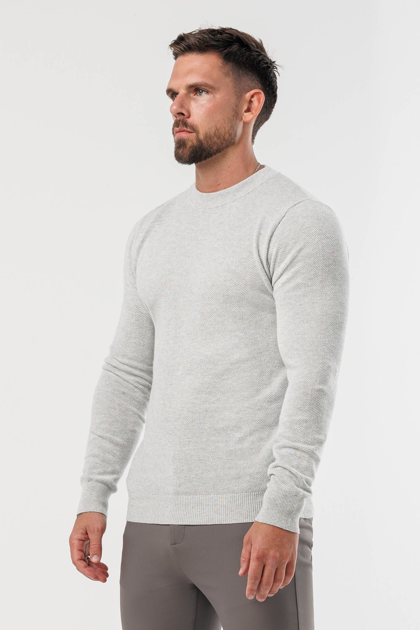 Legend London KNITWEAR RIDGE KNIT SWEATER - GREY MARL