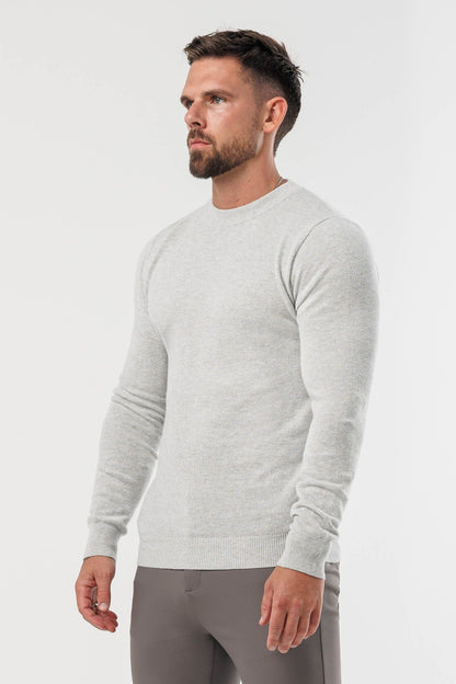 Legend London KNITWEAR RIDGE KNIT SWEATER - GREY MARL