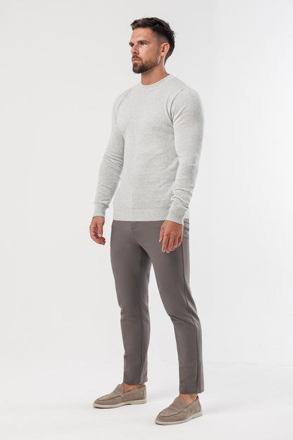 Legend London KNITWEAR RIDGE KNIT SWEATER - GREY MARL