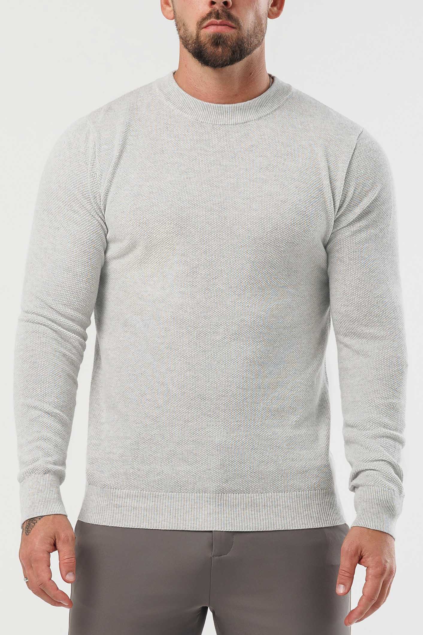 Legend London KNITWEAR RIDGE KNIT SWEATER - GREY MARL