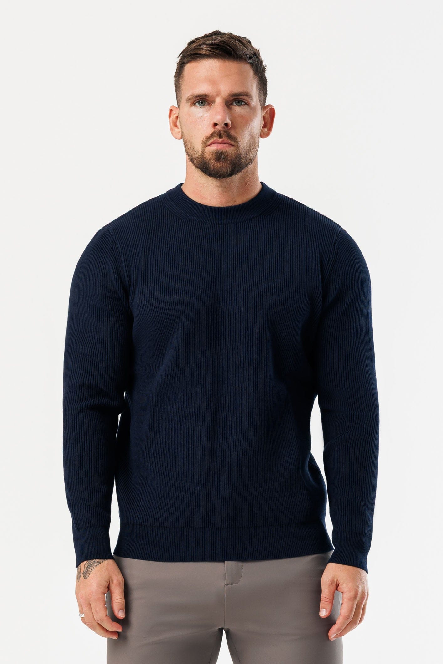 RIDGE KNIT SWEATER - NAVY – Legend London