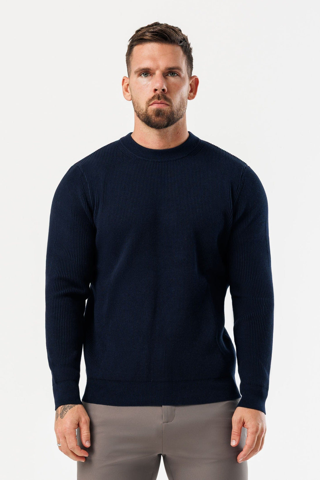 Legend London KNITWEAR RIDGE KNIT SWEATER - NAVY