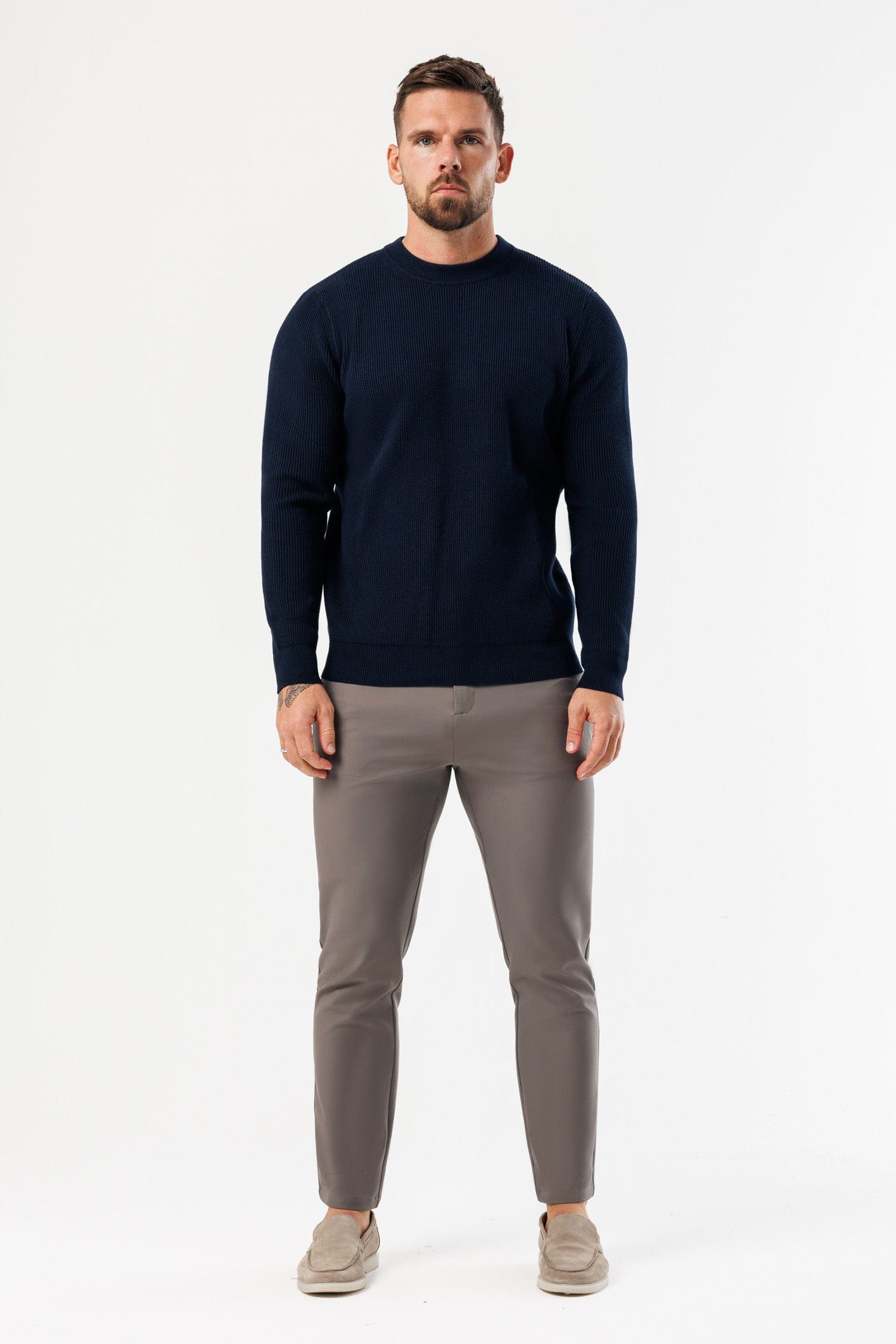 Legend London KNITWEAR RIDGE KNIT SWEATER - NAVY