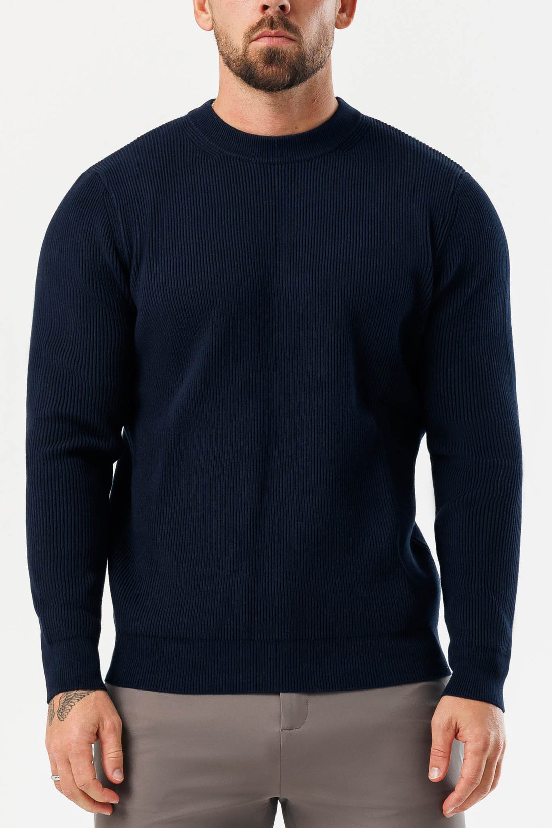 Legend London KNITWEAR RIDGE KNIT SWEATER - NAVY