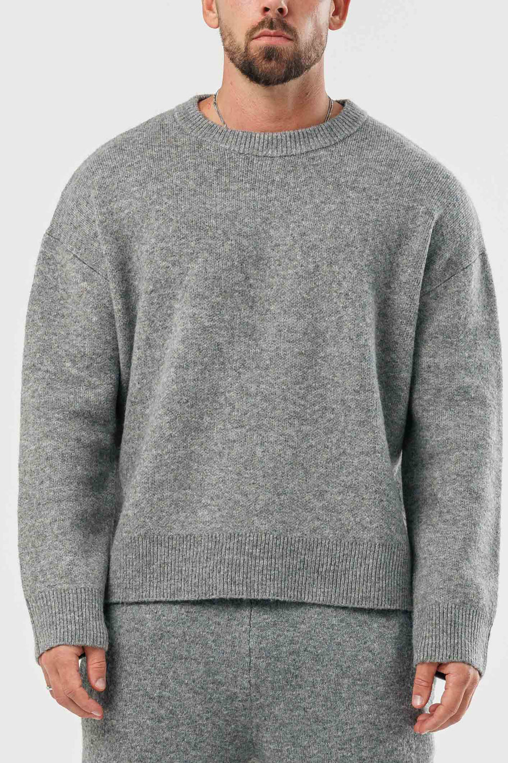 LEGEND LONDON KNITWEAR - SWEATER KNIT SWEATER - GREY MARL